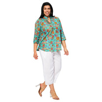 Camicetta estiva boho in cotone con maniche 3/4