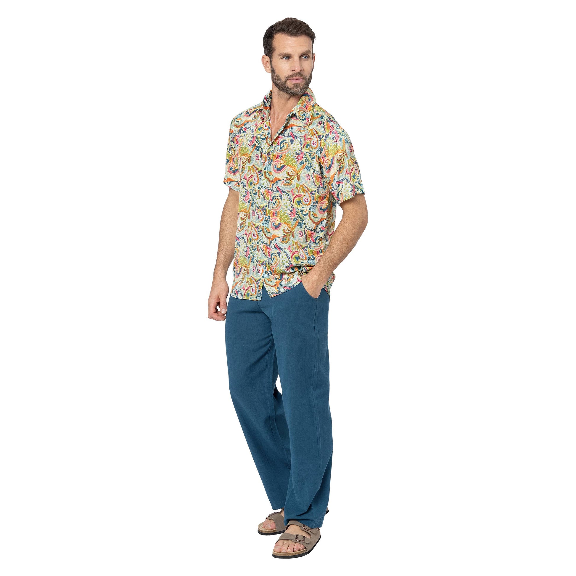 Camicia estiva a maniche corte fantasia paisley