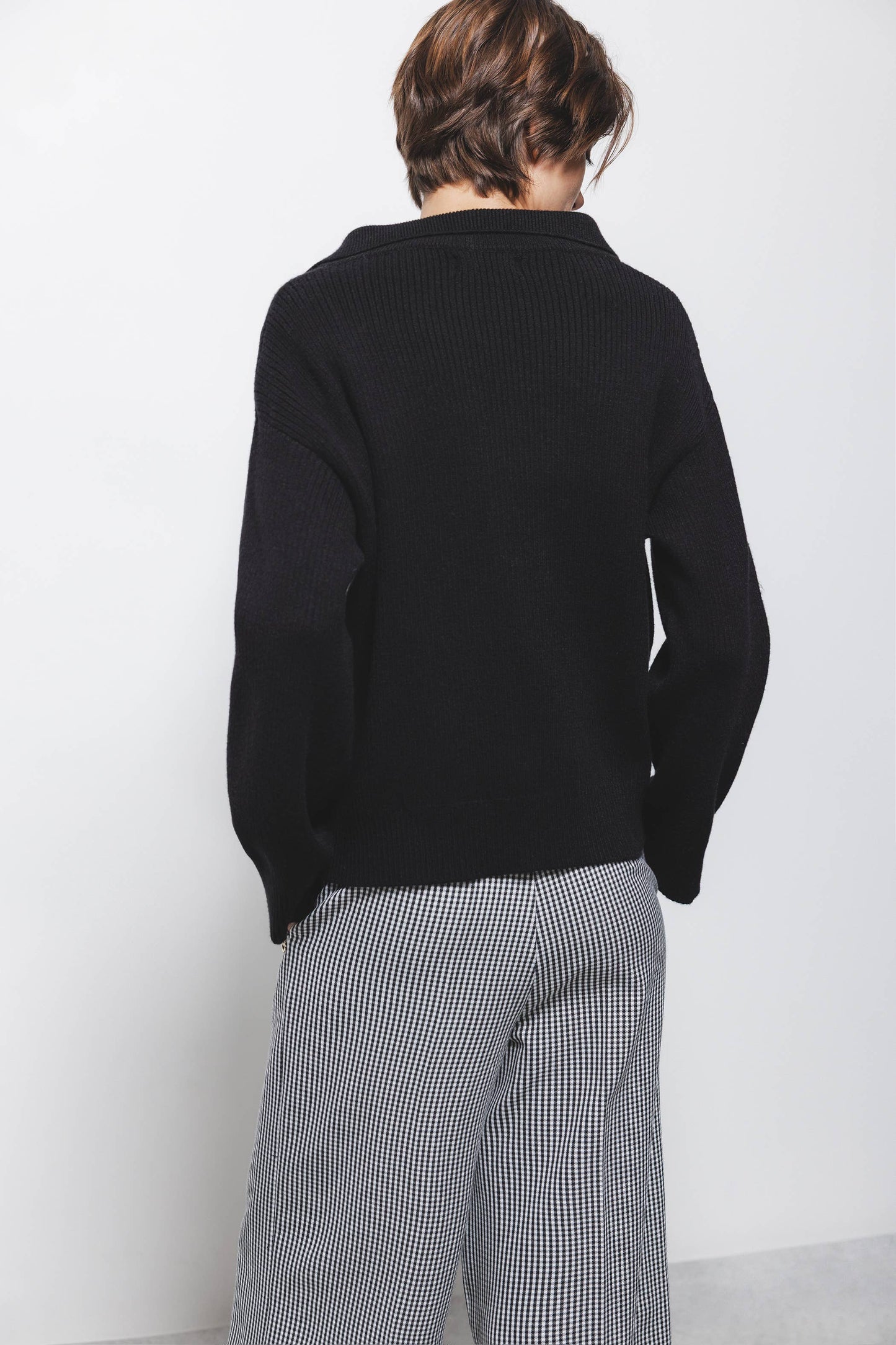 Maglione in maglia rasata con collo polo