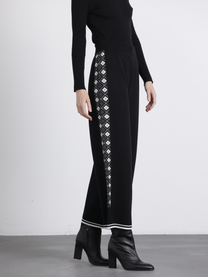 Pantaloni a palazzo jacquard con motivo geometrico