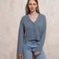 Cardigan corto in maglia con scollo a V e tasche