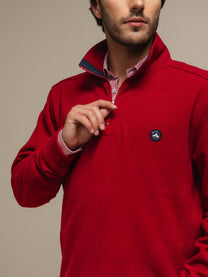 Felpa con mezza zip in misto cotone
