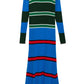 Abito lungo in maglia a righe multicolore