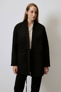 Cappotto in gabardine di cotone con tasche ampie
