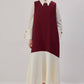 Gilet lungo bicolor bordeaux e panna