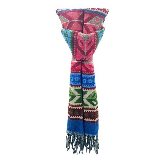 Maxi sciarpa morbida multicolor con frange