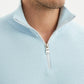 Maglione sportivo uomo in cotone azzurro con zip