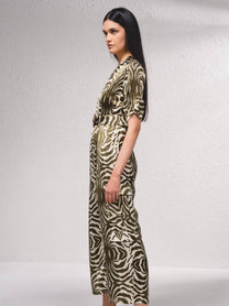 Tuta jumpsuit stampata con cintura regolabile