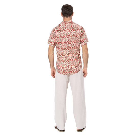 Camicia estiva a maniche corte in voile di cotone