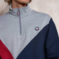 Felpa uomo color block con mezza zip