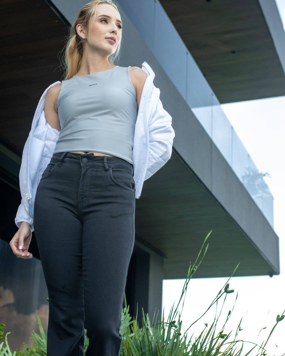 Top antimacchia grigio in lycra