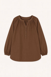 Tunica in cotone con collo alla coreana