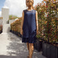 Abito corto in pizzo blu