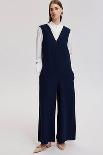 Tuta smanicata a gamba larga blu navy