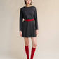 Abito midi girocollo in lana merino extrafine