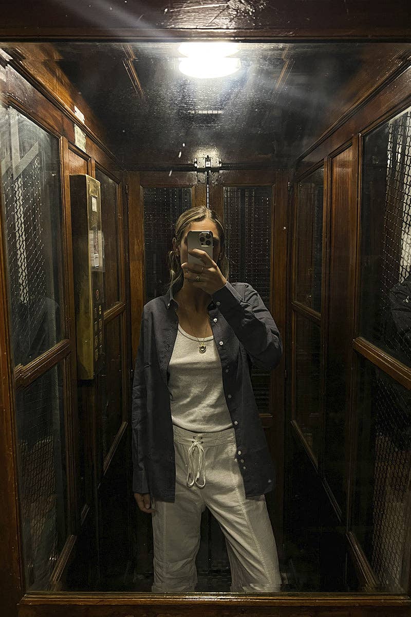 Camicia in lino blu navy