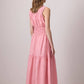 Abito lungo rosa in popeline a balze con smock