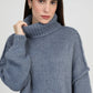 Maglione dolcevita oversize in maglia spessa blu jean