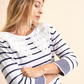 Maglia a righe con maxi colletto sangallo