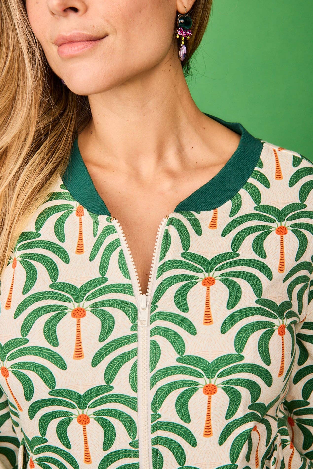 Bomber in felpa con stampa palme Bianca Palmer