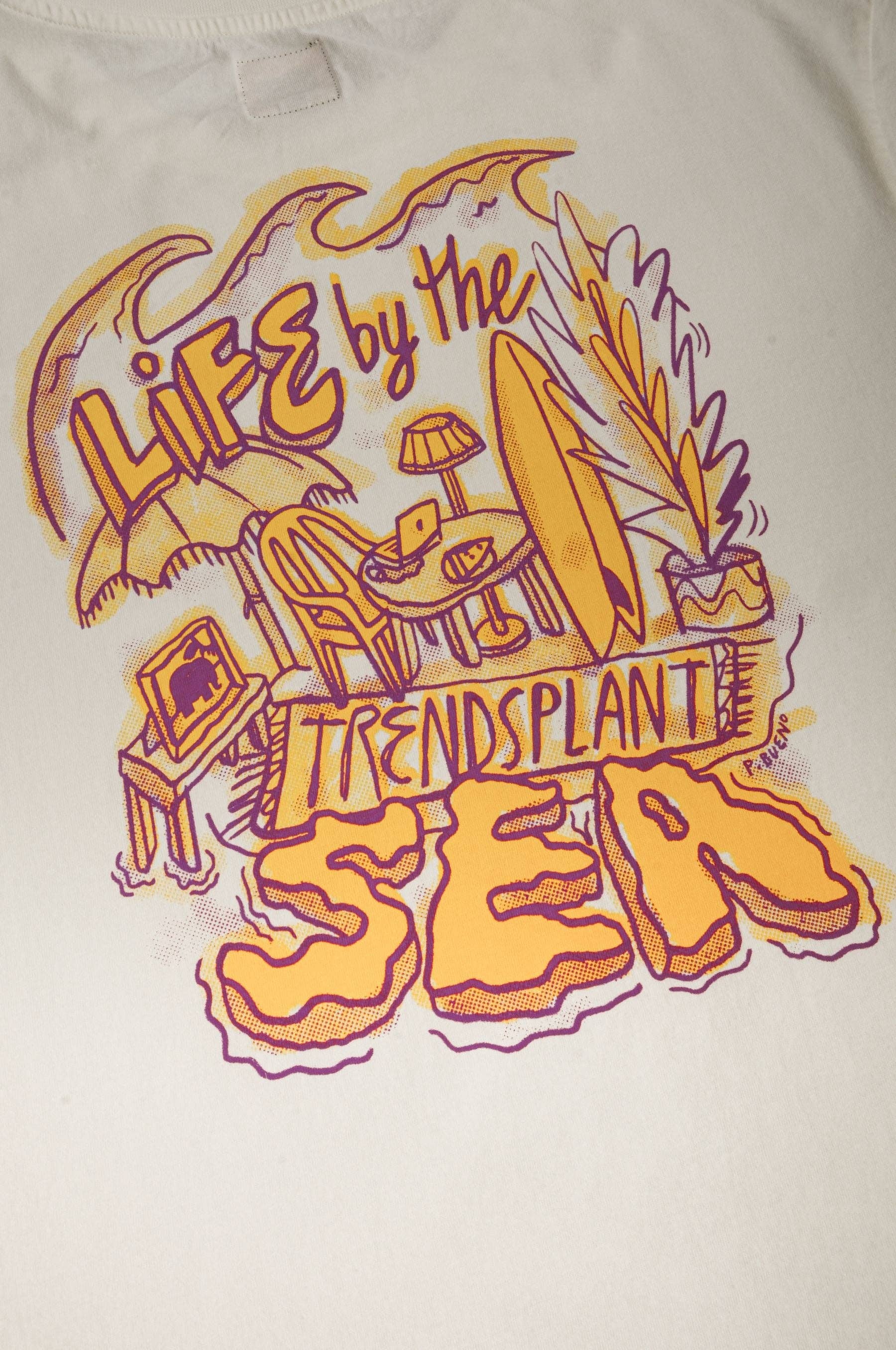 T-shirt pigmentata bianca “Life by the Sea VII”