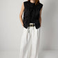 Gilet utility nero con coulisse in vita in misto cotone