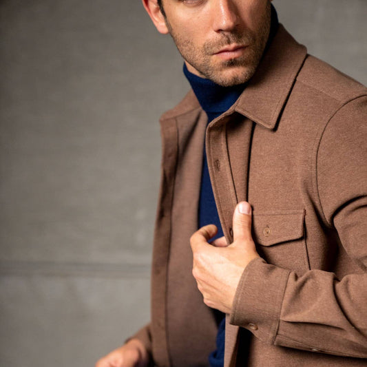 Overshirt in maglia antipiega marrone