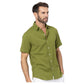 Camicia estiva uomo in lino a maniche corte verde