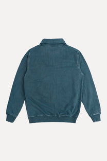 Felpa uomo con zip a quarto tinto a pigmento verde olmo