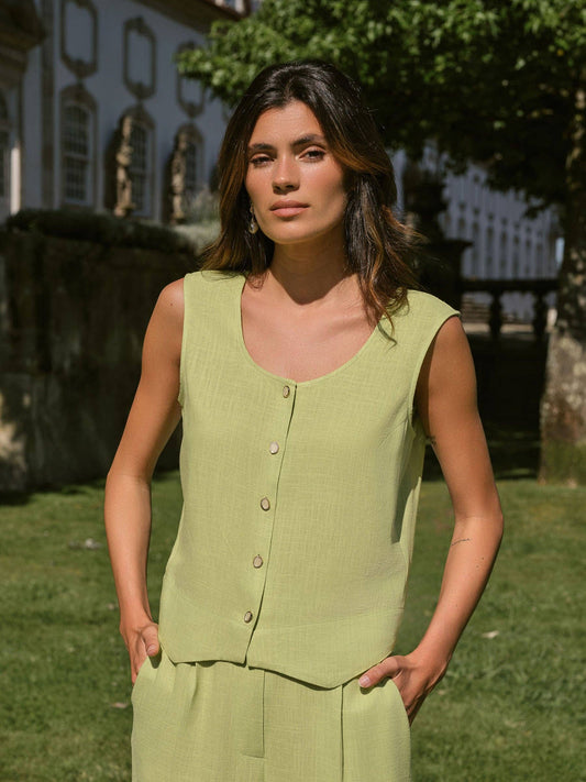 Gilet in lino da donna