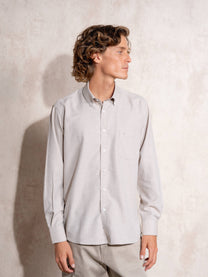 Camicia uomo in cotone misto con colletto button-down