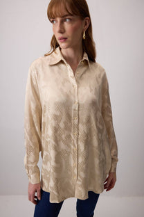 Camicia jacquard in viscosa e rayon