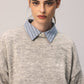 Maglione boxy grigio effetto spazzolato
