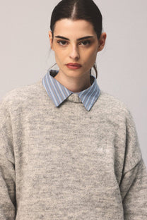 Maglione boxy grigio effetto spazzolato