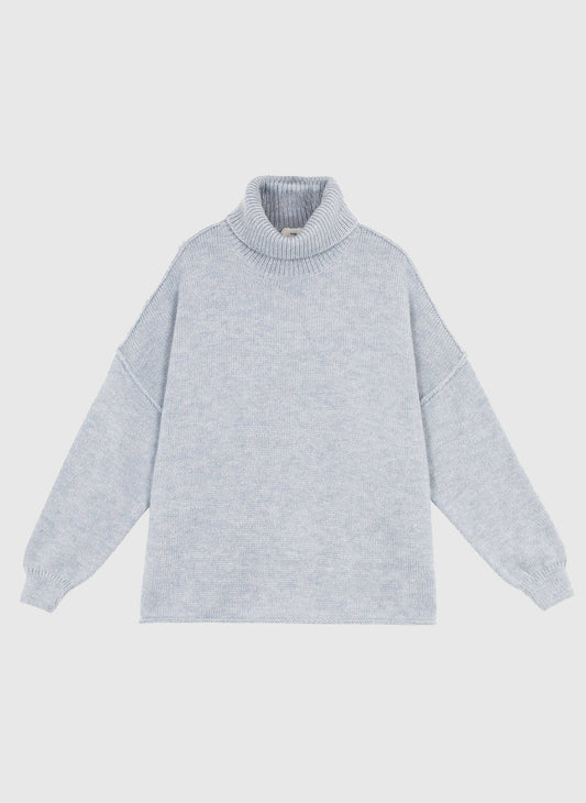 Maglione dolcevita oversize color cielo