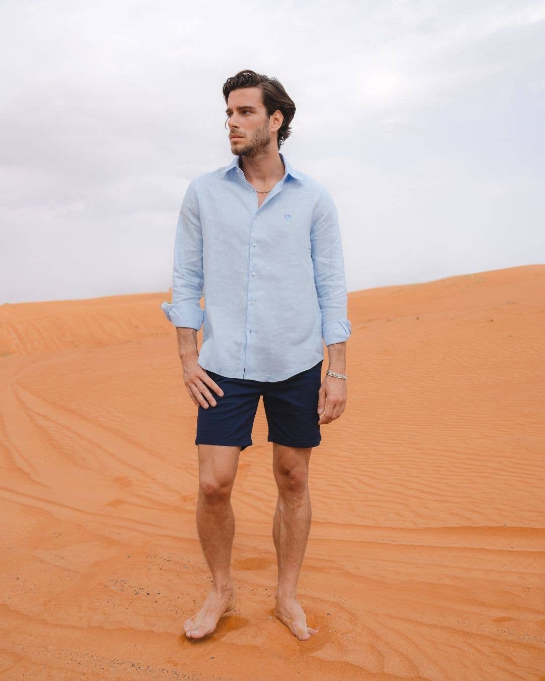 Camicia uomo in lino riciclato Azzurro Cielo