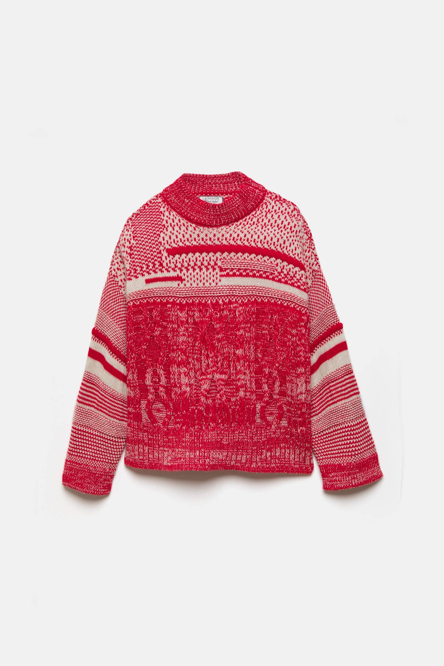Maglione oversize in maglia strutturata rosso e bianco