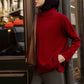 Maglione oversize a collo alto in maglia bordeaux