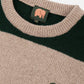 Maglione Sella a righe in lana merino verde pino e marrone