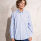Camicia uomo a righe blu in cotone misto