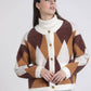 Cardigan corto effetto pelliccia jacquard a rombi