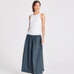 Gonna lunga Astrid in popeline di cotone biologico blu denim