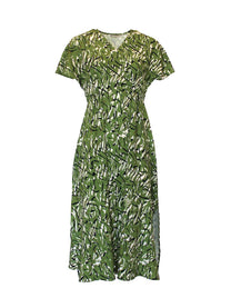 Abito midi verde con stampa camouflage