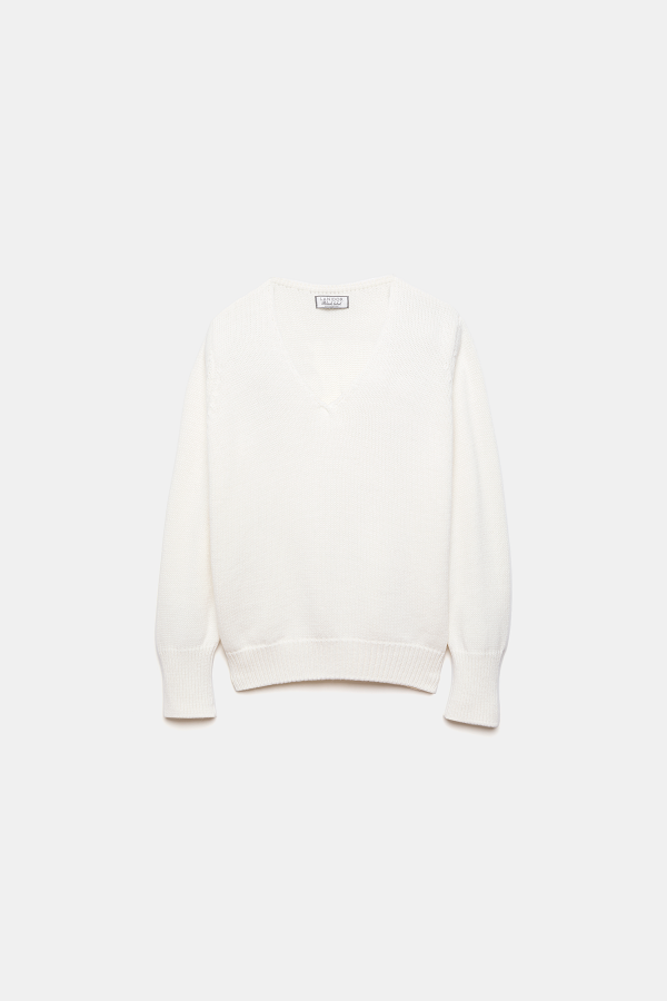 Maglione in maglia rasata con scollo a V