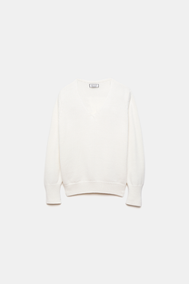 Maglione in maglia rasata con scollo a V
