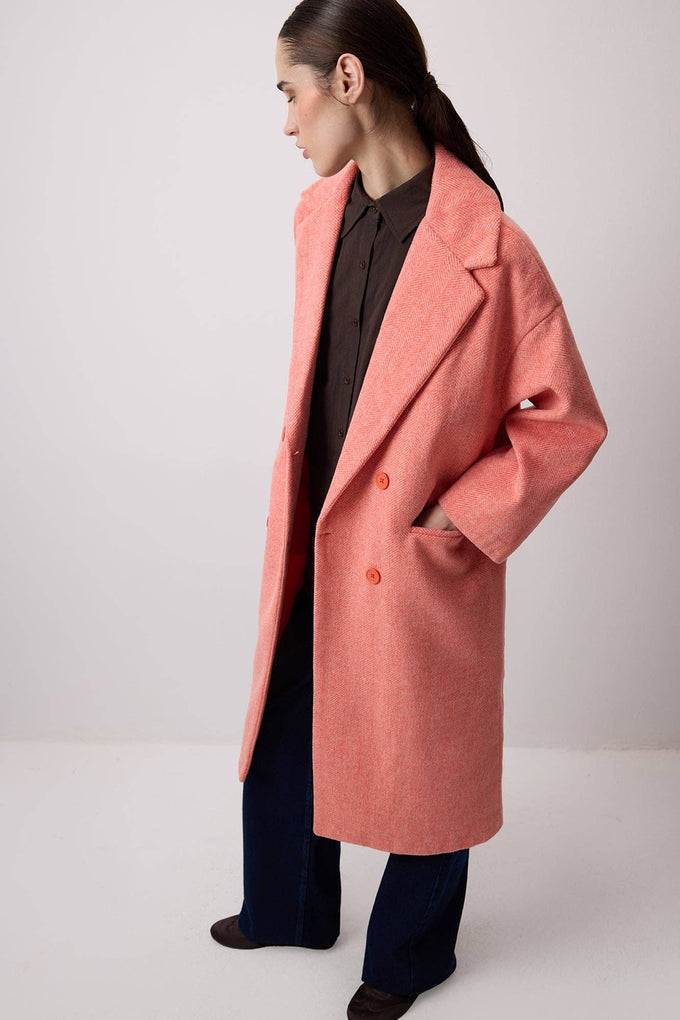 Cappotto lungo doppiopetto arancione