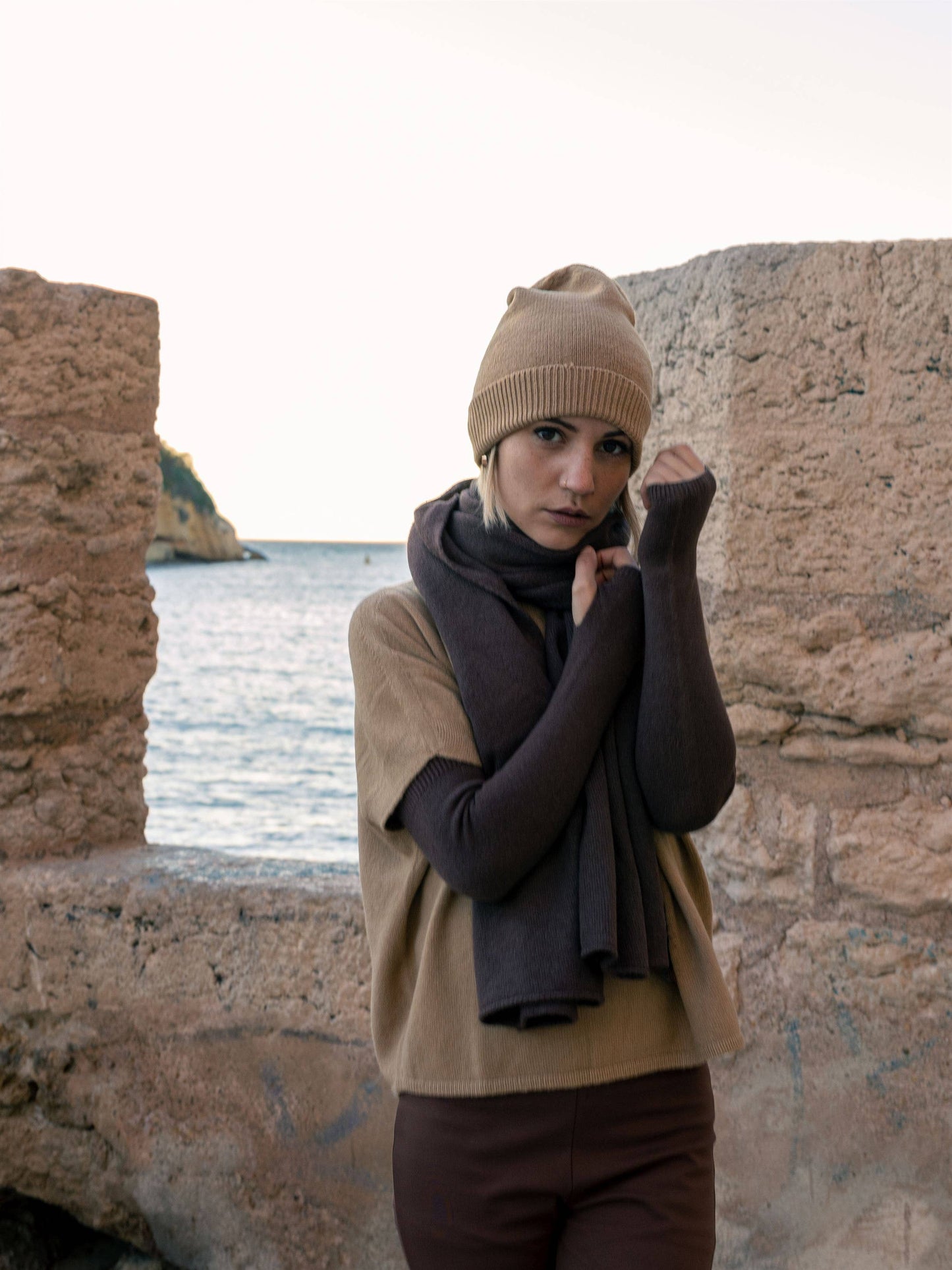 Guanti scaldabraccia in maglia