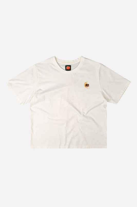 T-shirt pigmentata corta Datil écru da donna