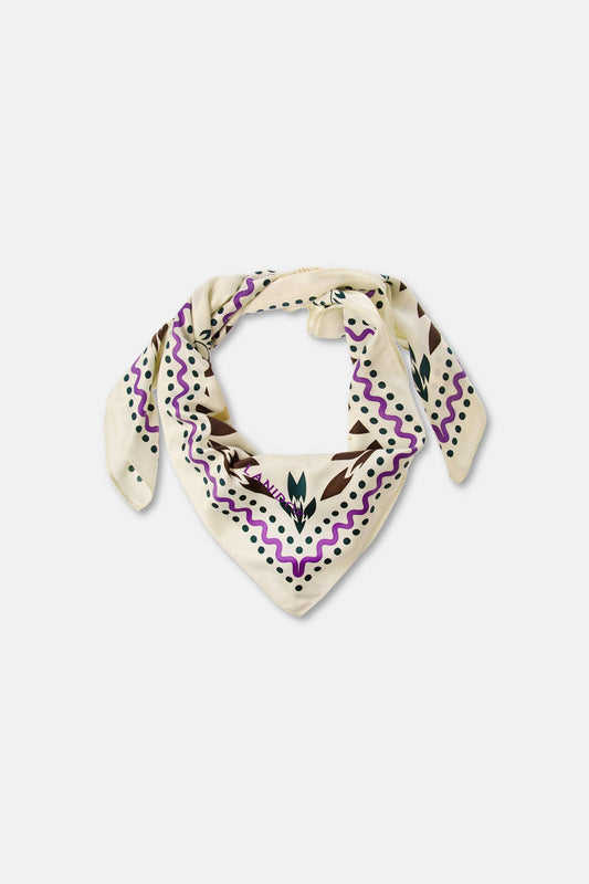 Sciarpa quadrata con motivo geometrico e logo a contrasto