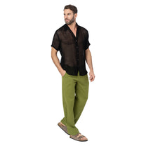 Camicia estiva a maniche corte in cotone nero